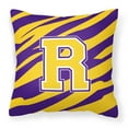 thumbnail image 1 of Caroline's Treasures CJ1022-RPW1414 Letter R Monogram - Tiger Stripe - Purple Gold Fabric Decorative Pillow, 14HX14W, multicolor, 1 of 2