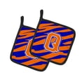thumbnail image 1 of Caroline's Treasures CJ1023-QPTHD Letter Q Initial Tiger Stripe - Blue Orange Pair of Pot Holders, 7.5HX7.5W,, 1 of 2