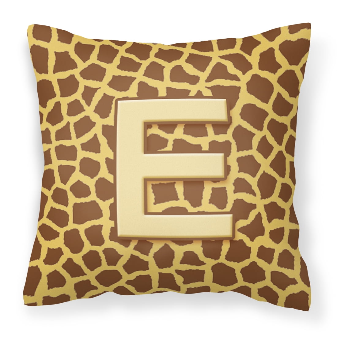 Caroline's Treasures CJ1025-EPW1414 Letter E Initial Monogram - Giraffe Fabric Decorative Pillow, 14Hx14W, multicolor