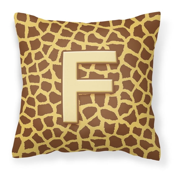 Caroline's Treasures CJ1025-FPW1414 Letter F Initial Monogram - Giraffe Fabric Decorative Pillow, 14Hx14W, multicolor