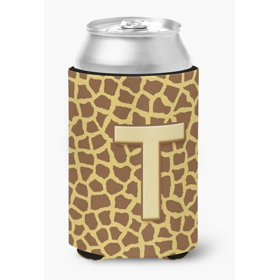 Caroline's Treasures CJ1025-TCC Letter T Initial Monogram - Giraffe Can or Bottle Hugger, Can Hugger, multicolor