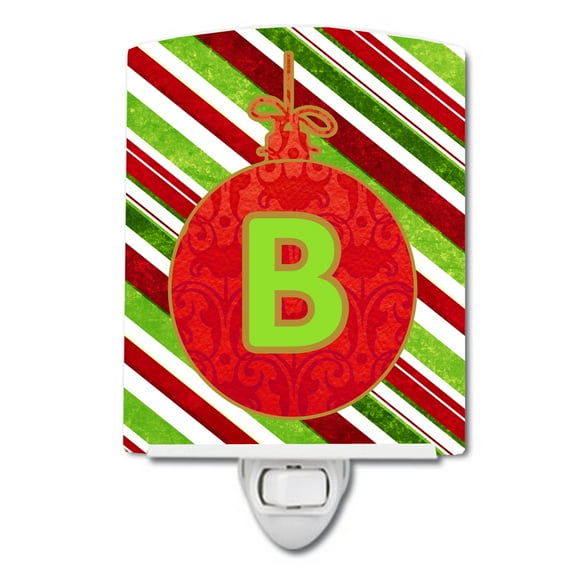 Caroline's Treasures CJ1039-BCNL Christmas Oranment Holiday Initial Letter B Ceramic Night Light, 6x4x3", multicolor