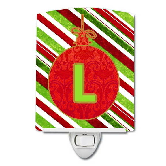 Caroline's Treasures CJ1039-LCNL Christmas Oranment Holiday Initial Letter L Ceramic Night Light, 6x4x3", multicolor