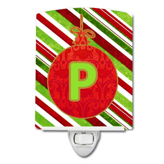 Christmas Oranment Holiday Initial Letter P Ceramic Night Light
