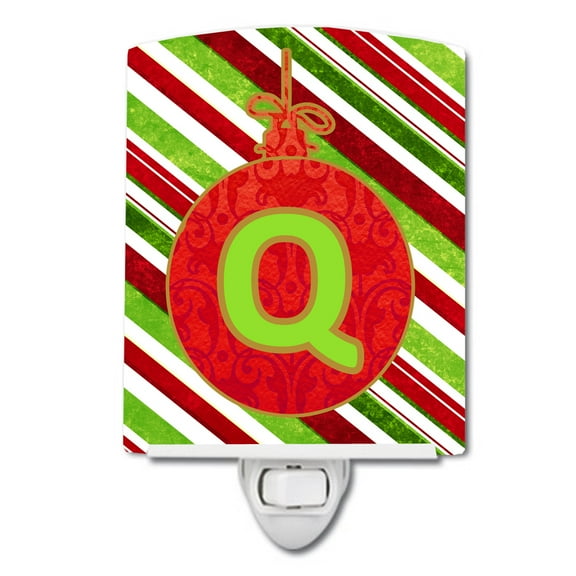Christmas Oranment Holiday Initial Letter Q Ceramic Night Light