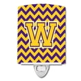 thumbnail image 1 of Caroline's Treasures CJ1041-WCNL Letter W Chevron Purple and Gold Ceramic Night Light, 6x4x3", multicolor, 1 of 1