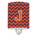 thumbnail image 1 of Caroline's Treasures CJ1042-JCNL Letter J Chevron Orange and Blue Ceramic Night Light, 6x4x3", multicolor, 1 of 1