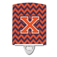 thumbnail image 1 of Caroline's Treasures CJ1042-XCNL Letter X Chevron Orange and Blue Ceramic Night Light, 6x4x3", multicolor, 1 of 1