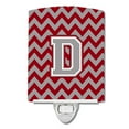 thumbnail image 1 of Letter D Chevron Crimson and Grey Ceramic Night Light, 1 of 1