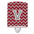 thumbnail image 1 of Caroline's Treasures CJ1043-VCNL Letter V Chevron Crimson and Grey Ceramic Night Light, 6x4x3", multicolor, 1 of 1