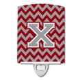 thumbnail image 1 of Letter X Chevron Crimson and Grey Ceramic Night Light, 1 of 1