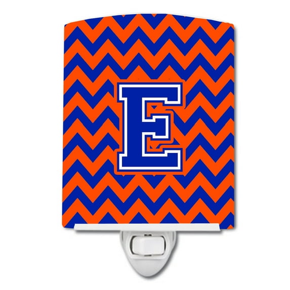 Letter E Chevron Orange and Blue Ceramic Night Light