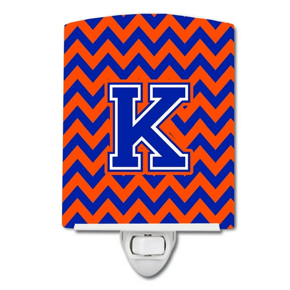 Letter K Chevron Orange and Blue Ceramic Night Light