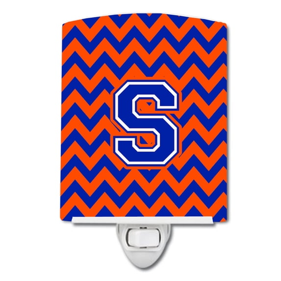 Caroline's Treasures CJ1044-SCNL Letter S Chevron Orange and Blue Ceramic Night Light, 6x4x3", multicolor