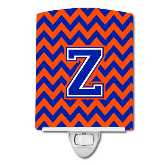Letter Z Chevron Orange and Blue Ceramic Night Light