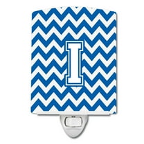 Caroline's Treasures CJ1045-ICNL Letter I Chevron Blue and White Ceramic Night Light, 6x4x3", multicolor