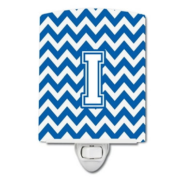 Caroline's Treasures CJ1045-ICNL Letter I Chevron Blue and White Ceramic Night Light, 6x4x3", multicolor