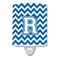 thumbnail image 1 of Caroline's Treasures CJ1045-RCNL Letter R Chevron Blue and White Ceramic Night Light, 6x4x3", multicolor, 1 of 1