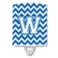 thumbnail image 1 of Caroline's Treasures CJ1045-WCNL Letter W Chevron Blue and White Ceramic Night Light, 6x4x3", multicolor, 1 of 1