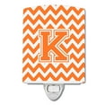 thumbnail image 1 of Caroline's Treasures CJ1046-KCNL Letter K Chevron Orange and White Ceramic Night Light, 6x4x3", multicolor, 1 of 1
