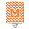 thumbnail image 1 of Caroline's Treasures CJ1046-MCNL Letter M Chevron Orange and White Ceramic Night Light, 6x4x3", multicolor, 1 of 1