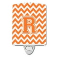 thumbnail image 1 of Caroline's Treasures CJ1046-RCNL Letter R Chevron Orange and White Ceramic Night Light, 6x4x3", multicolor, 1 of 1