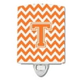 thumbnail image 1 of Caroline's Treasures CJ1046-TCNL Letter T Chevron Orange and White Ceramic Night Light, 6x4x3", multicolor, 1 of 1