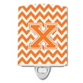 thumbnail image 1 of Caroline's Treasures CJ1046-XCNL Letter X Chevron Orange and White Ceramic Night Light, 6x4x3", multicolor, 1 of 1