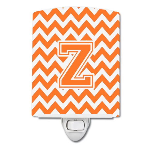 Letter Z Chevron Orange and White Ceramic Night Light