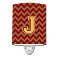 thumbnail image 1 of Caroline's Treasures CJ1048-JCNL Letter J Chevron Garnet and Gold Ceramic Night Light, 6x4x3", multicolor, 1 of 1