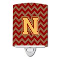 thumbnail image 1 of Caroline's Treasures CJ1048-NCNL Letter N Chevron Garnet and Gold Ceramic Night Light, 6x4x3", multicolor, 1 of 1