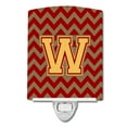 thumbnail image 1 of Caroline's Treasures CJ1048-WCNL Letter W Chevron Garnet and Gold Ceramic Night Light, 6x4x3", multicolor, 1 of 1