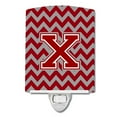 thumbnail image 1 of Caroline's Treasures CJ1049-XCNL Letter X Chevron Maroon and White Ceramic Night Light, 6x4x3", multicolor, 1 of 1