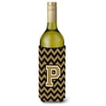 thumbnail image 1 of Caroline's Treasures CJ1050-PLITERK Letter P Chevron Black and Gold  Wine Bottle Hugger, Wine Bottle, multicolor, 1 of 1