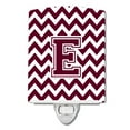 thumbnail image 1 of Letter E Chevron Maroon and White Ceramic Night Light, 1 of 1