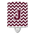 thumbnail image 1 of Caroline's Treasures CJ1051-JCNL Letter J Chevron Maroon and White Ceramic Night Light, 6x4x3", multicolor, 1 of 1