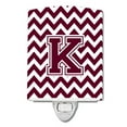 thumbnail image 1 of Caroline's Treasures CJ1051-KCNL Letter K Chevron Maroon and White Ceramic Night Light, 6x4x3", multicolor, 1 of 1