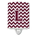 thumbnail image 1 of Letter L Chevron Maroon and White Ceramic Night Light, 1 of 1