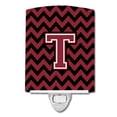 thumbnail image 1 of Caroline's Treasures CJ1052-TCNL Letter T Chevron Garnet and Black Ceramic Night Light, 6x4x3", multicolor, 1 of 1