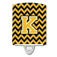 thumbnail image 1 of Caroline's Treasures CJ1053-KCNL Letter K Chevron Black and Gold Ceramic Night Light, 6x4x3", multicolor, 1 of 1