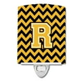 thumbnail image 1 of Caroline's Treasures CJ1053-RCNL Letter R Chevron Black and Gold Ceramic Night Light, 6x4x3", multicolor, 1 of 1