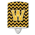 thumbnail image 1 of Letter W Chevron Black and Gold Ceramic Night Light, 1 of 1
