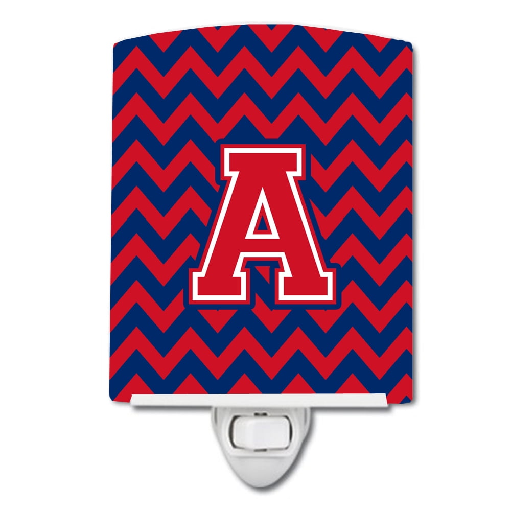 Caroline's Treasures CJ1054-ACNL Letter A Chevron Yale Blue and Crimson ...