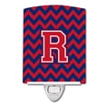 thumbnail image 1 of Letter R Chevron Yale Blue and Crimson Ceramic Night Light, 1 of 1