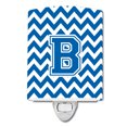 thumbnail image 1 of Caroline's Treasures CJ1056-BCNL Letter B Chevron Blue and White Ceramic Night Light, 6x4x3", multicolor, 1 of 1