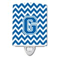 thumbnail image 1 of Caroline's Treasures CJ1056-GCNL Letter G Chevron Blue and White Ceramic Night Light, 6x4x3", multicolor, 1 of 1