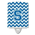 thumbnail image 1 of Caroline's Treasures CJ1056-SCNL Letter S Chevron Blue and White Ceramic Night Light, 6x4x3", multicolor, 1 of 1