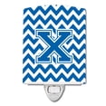 thumbnail image 1 of Letter X Chevron Blue and White Ceramic Night Light, 1 of 1