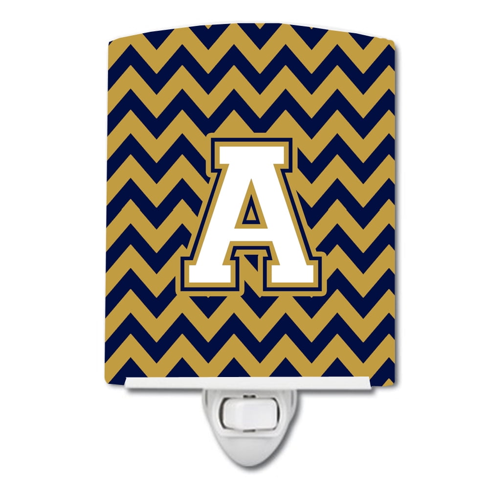 Caroline's Treasures CJ1057-ACNL Letter A Chevron Navy Blue and Gold ...