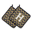 thumbnail image 1 of Caroline's Treasures CJ1057-HPTHD Letter H Chevron Navy Blue and Gold Pair of Pot Holders, 7.5HX7.5W, multicolor, 1 of 2
